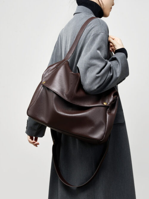2026 spring and summer new large-capacity shoulder leather big bag Europe and the United States wind soft leather Tote bag simple leisure women's bags