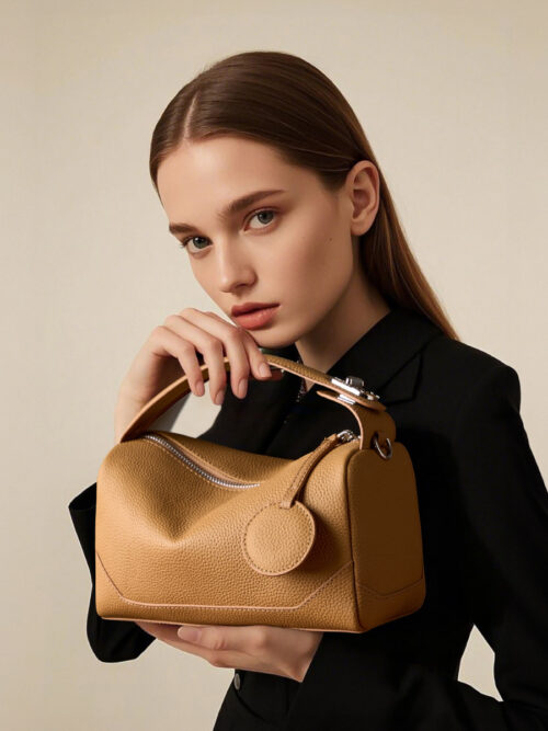 TOGO Top-Grain Leather Women's Handbag: Fashionable Genuine Leather Cross-Border Boston Bag—Versatile and Trendy Tote and Crossbody Bag